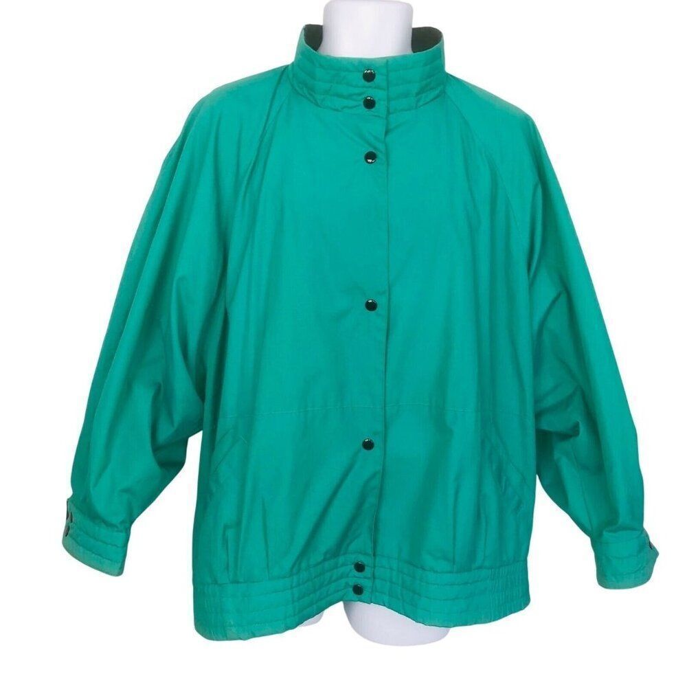 Vintage 80s Mulberry Street Womens Plus Size 22 Jacket Green Windbreaker